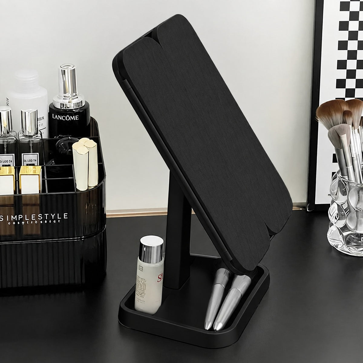 Ayazglow 3 Işık Modlu, Siyah, Ledli ve Büyüteçli Makyaj Aynası